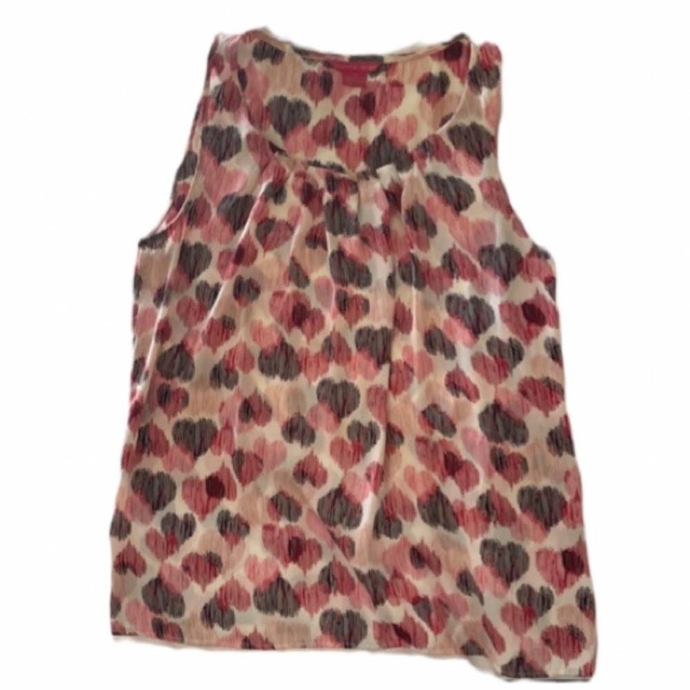 Graphic pink, red and black hearts Women’s tank top by Sunny Leigh, Size Medium